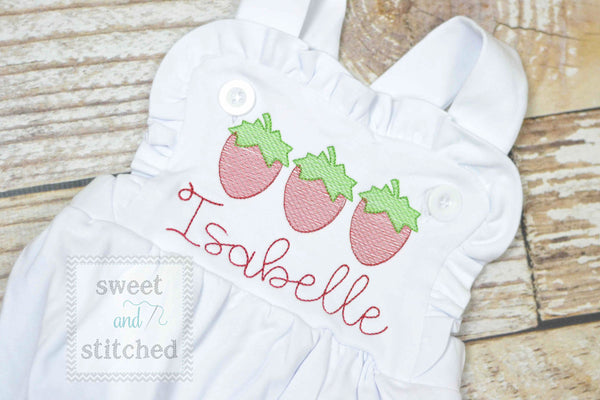 Monogrammed baby girl ruffle bubble with strawberries, girls summer strawberry outfit, 1st birthday cake smash outfit, Summer Beach Outfit