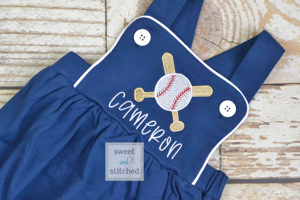Boys monogrammed baseball bubble, boys little brother baseball romper, baseball outfit for little brother