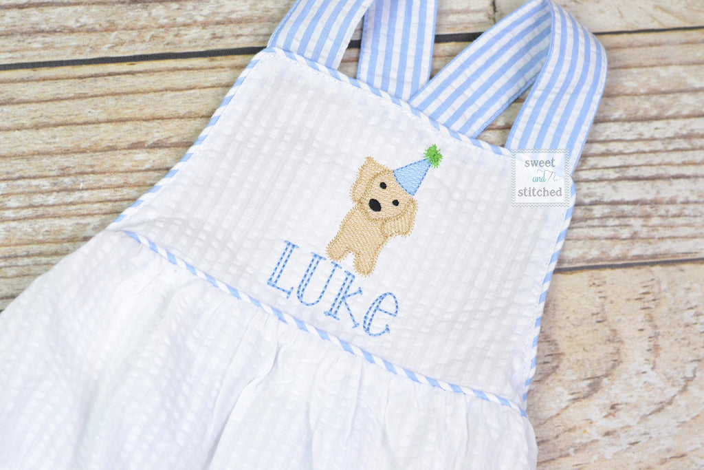 Monogrammed baby boy dog birthday outfit, puppy dog 1st birthday cake smash outfit, dog birthday outfit