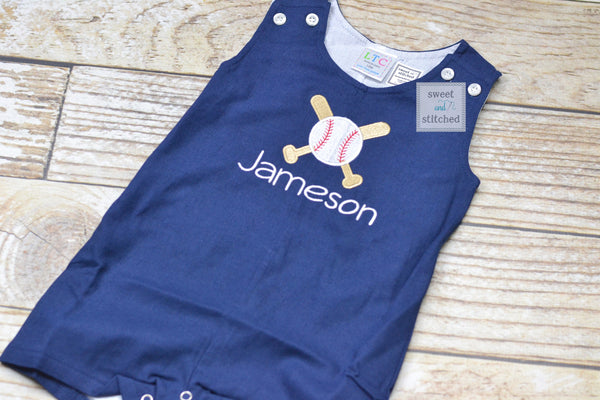 Monogrammed baby boy baseball jon jon, baby boy outfit with baseball design, summer outfit, little brother baseball outfit