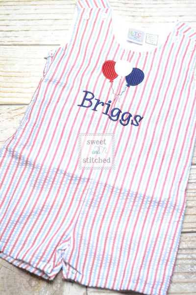 Monogrammed Boys red white and blue romper, Boys 4th of July Outfit, patriotic birthday outfit, jon jon, toddler patriotic birthday