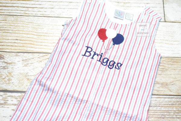 Monogrammed Boys red white and blue romper, Boys 4th of July Outfit, patriotic birthday outfit, jon jon, toddler patriotic birthday