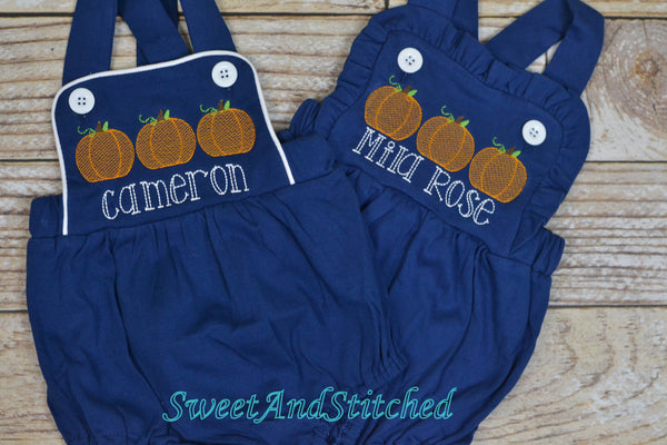 Monogrammed baby boy pumpkin outfit, monogrammed boys fall halloween thanksgiving outfit