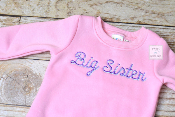 Monogrammed Big Sister outfit, Big sister sweatshirt, Big sister shirt, girls sweatshirt