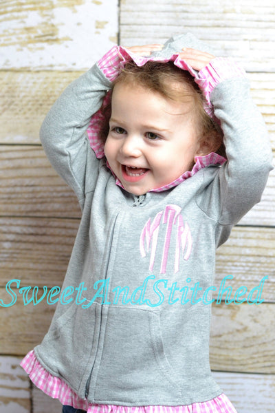 Monogrammed Girls Jacket, Monogrammed zip up hoodie, Monogrammed sweatshirt or pullover - Girls fall jacket, Monogrammed Christmas jacket