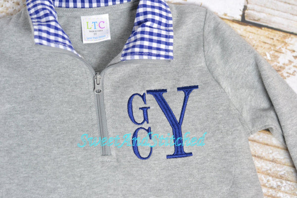 Boys Monogrammed sweatshirt, pullover, or quarter zip jacket, monogrammed toddler jacket, boys fall monogram sweatshirt