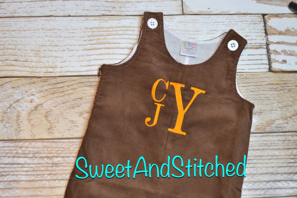Baby Boy fall outfit - Boys Thanksgiving Outfit, baby boy longall overalls, boys pumpkin outfit, toddler boys corduroy overalls