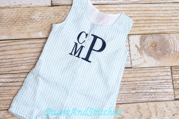 Monogrammed Boys Romper, Boys 4th of July Outfit, Personalized baby boy beach outfit, monogrammed jon jon, toddler beach outfit