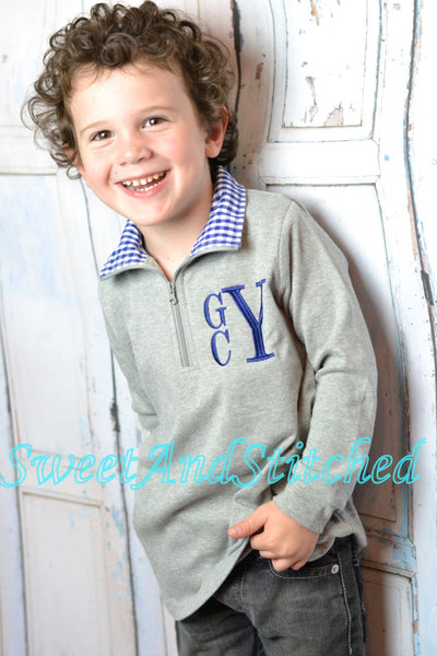 Boys Monogrammed sweatshirt, pullover, or quarter zip jacket, monogrammed toddler jacket, boys fall monogram sweatshirt