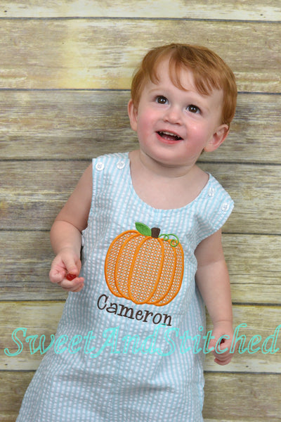 Monogrammed Boys Pumpkin Romper, Boys Halloween, Fall, Thanksgiving Outfit, Personalized baby boy pumpkin outfit, pumpkin jon jon