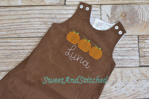 Girls Pumpkin Dress, monogrammed thanksgiving dress, corduroy jumper, personalized Corduroy pumpkin dress,