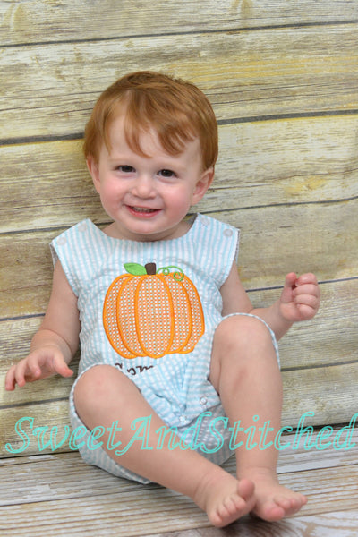 Monogrammed Boys Pumpkin Romper, Boys Halloween, Fall, Thanksgiving Outfit, Personalized baby boy pumpkin outfit, pumpkin jon jon