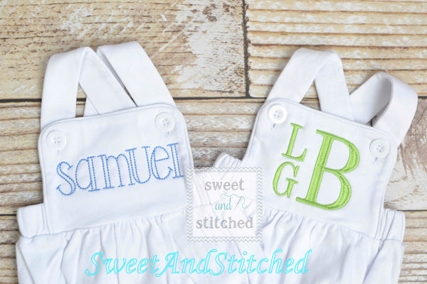 Monogrammed baby boy outfit, monogrammed boys bubble, baby boy romper, boys sunsuit, summer beach outfit, personalized baby boy clothing