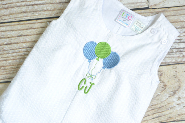 Monogrammed Boys Jon Jon, Baby boy 1st birthday outfit, Personalized Baby boy cake smash romper with vintage balloon design