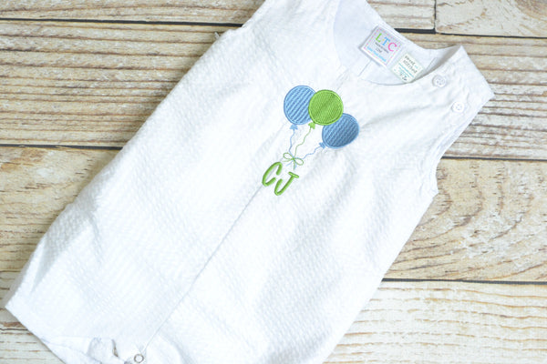 Monogrammed Boys Jon Jon, Baby boy 1st birthday outfit, Personalized Baby boy cake smash romper with vintage balloon design