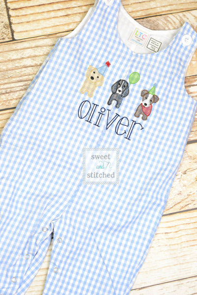 Personalized Baby Boy dog themed birthday outfit - Baby Boy puppy 1st birthday Outfit, birthday dog overalls