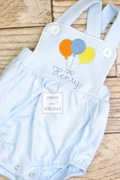 Monogrammed baby boy Birthday romper, personalized boys bubble, boys cake smash outfit, balloon birthday outfit
