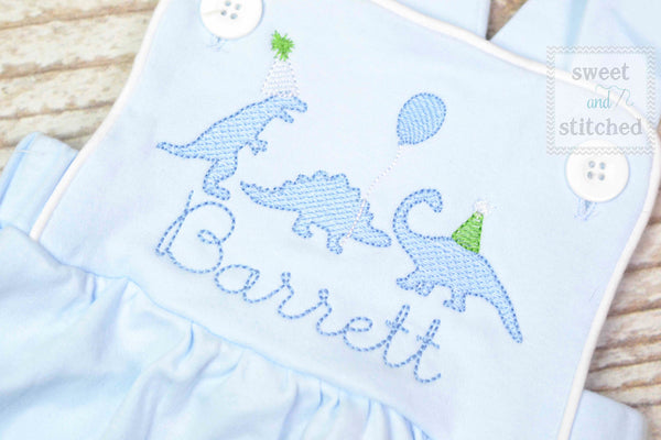 Monogrammed baby boy Birthday romper with dinosaurs, dinosaur birthday outfit, dinosaur themed cake smash outfit, balloon birthday outfit