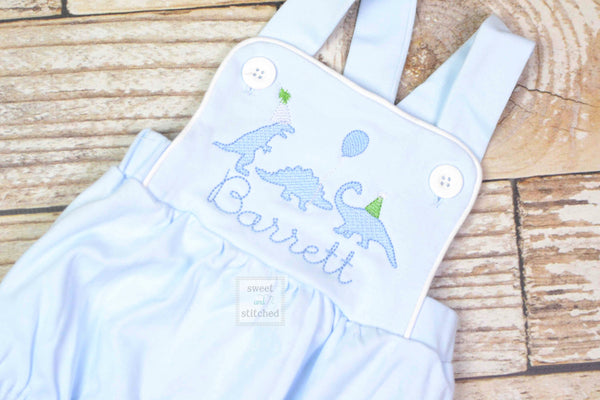 Monogrammed baby boy Birthday romper with dinosaurs, dinosaur birthday outfit, dinosaur themed cake smash outfit, balloon birthday outfit