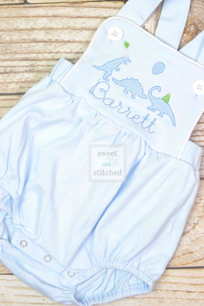 Monogrammed baby boy Birthday romper with dinosaurs, dinosaur birthday outfit, dinosaur themed cake smash outfit, balloon birthday outfit