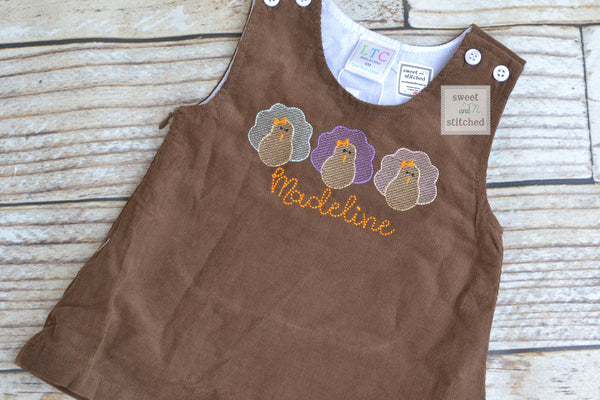 Girls Thanksgiving Dress, monogrammed thanksgiving dress, corduroy jumper, personalized Corduroy dress,