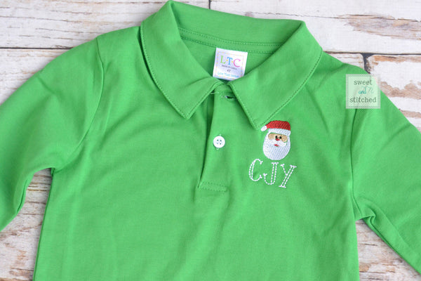 Boys Monogrammed santa shirt, monogrammed Christmas dress shirt