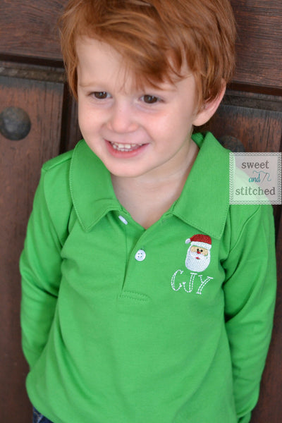 Boys Monogrammed santa shirt, monogrammed Christmas dress shirt, Christmas outfit, monogrammed shirt for santa pictures