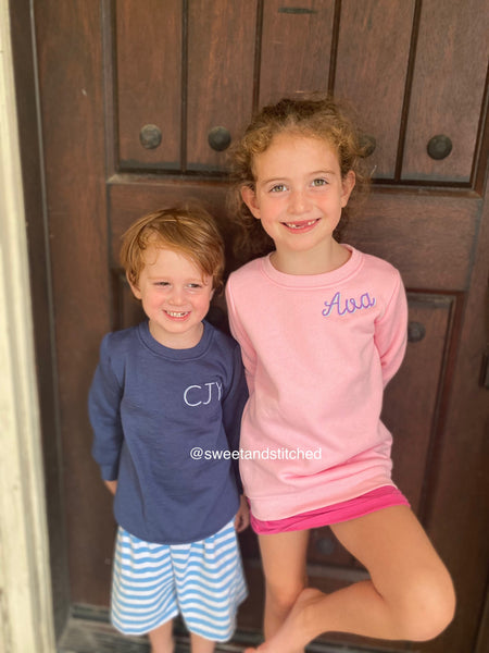 Monogrammed Halloween sweatshirt, spooky season kid's sweatshirt, pumpkin ghost spooky sweatshirt