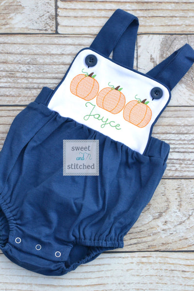 Monogrammed baby boy pumpkin outfit, monogrammed boys fall halloween thanksgiving outfit, bubble romper color block