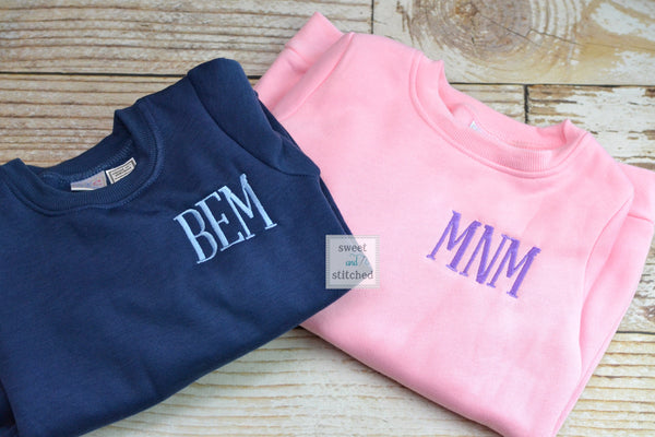 Monogrammed sweatshirts, girls monogrammed sweatshirts navy and pink, name or monogram, fall sweatshirt