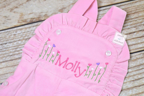Baby girl monogrammed balloon birthday overalls, monogrammed 1st birthday party outfit, cake smash outfit