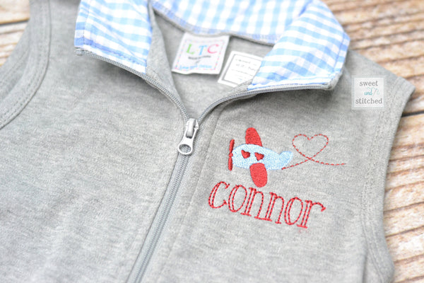 Monogrammed Boys valentine's outfit, boys valentine's vest, boys valentine's outfit