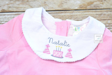 Baby girl monogrammed bishop bubble in pink corduroy, 1st birthday outfit, cake smash outfit, monogrammed baby girl outfit