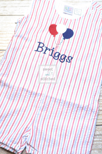 Monogrammed Boys red white and blue romper, Boys 4th of July Outfit, patriotic birthday outfit, jon jon, toddler patriotic birthday