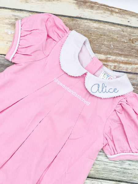 Baby girl monogrammed corduroy collared Christmas dress with candy canes, Christmas outfit, Santa outfit