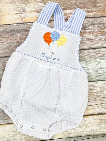 Monogrammed baby boy birthday outfit, balloon 1st birthday cake smash outfit, 1st birthday outfit
