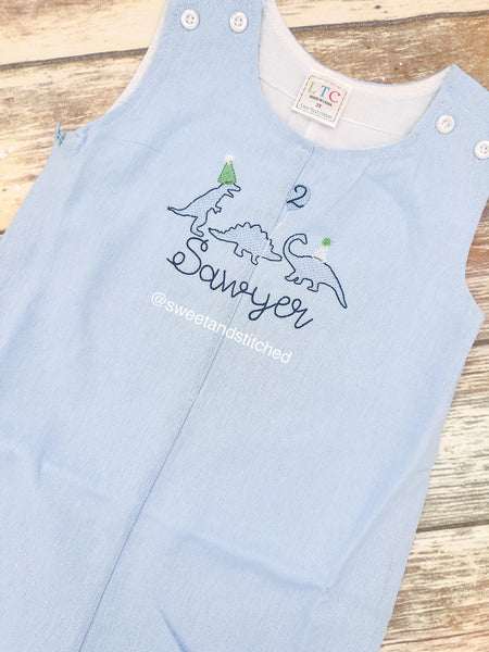 Monogrammed baby boy jon jon with dinosaurs, dinosaur themed baby boy birthday outfit with name, monogrammed jon jon, cake smash