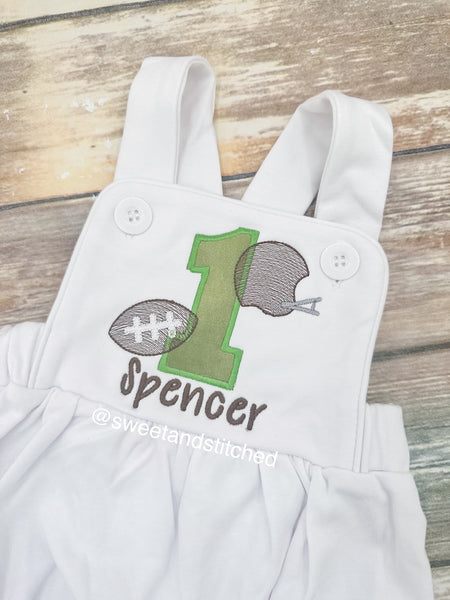 Baby Boys football themed Birthday romper, boys sports cake smash outfit, 1st birthday outfit