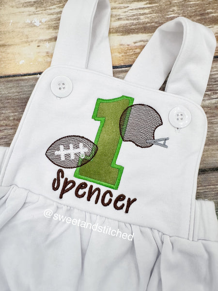 Baby Boys football themed Birthday romper, boys sports cake smash outfit, 1st birthday outfit