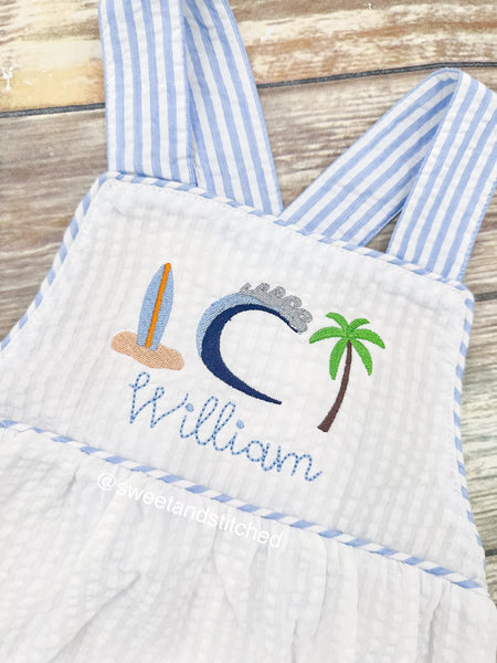 Monogrammed baby boy birthday outfit, surfer 1st birthday cake smash outfit, 1st birthday outfit surf