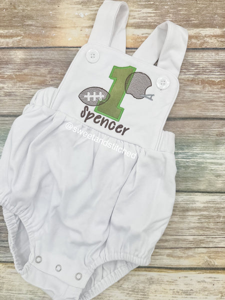 Baby Boys football themed Birthday romper, boys sports cake smash outfit, 1st birthday outfit