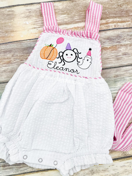 Monogrammed baby girl ruffle bubble for fall birthday, Halloween birthday bubble outfit, pumpkin patch outfit