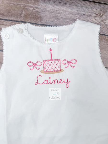 Monogrammed Baby Girl Diaper Set, White Cake Smash Outfit with Bows