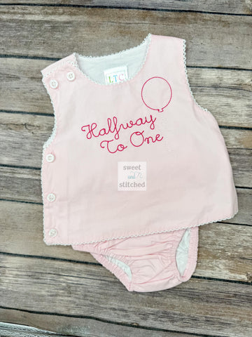 Monogrammed Baby Girl Diaper Set, Half Birthday Outfit, Cake Smash Bloomer Set
