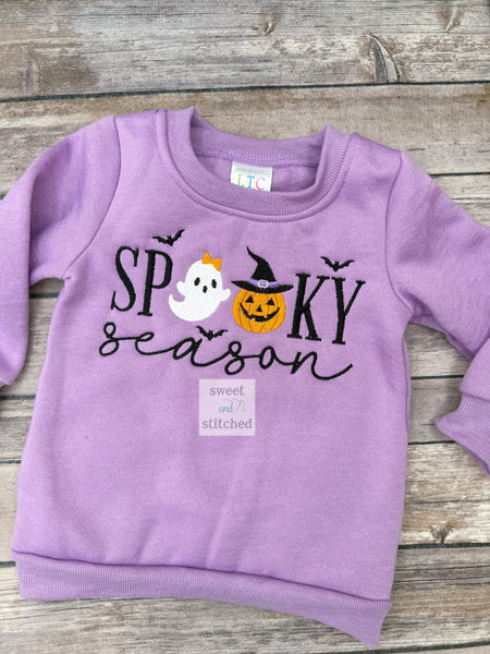 Monogrammed Halloween sweatshirt, spooky season kid's sweatshirt, pumpkin ghost spooky sweatshirt