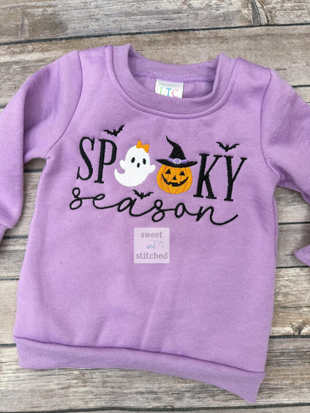 Monogrammed Halloween sweatshirt, spooky season kid's sweatshirt, pumpkin ghost spooky sweatshirt