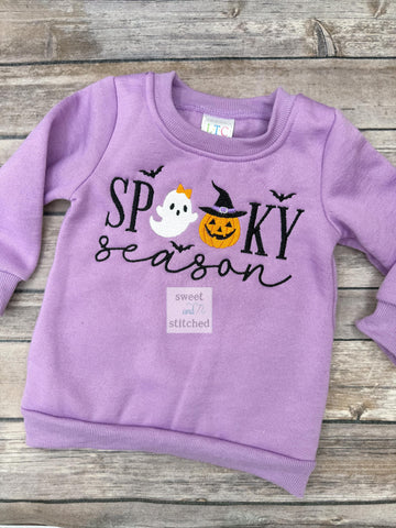 Monogrammed Halloween sweatshirt, spooky season kid's sweatshirt, pumpkin ghost spooky sweatshirt
