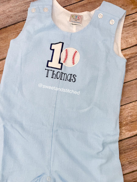 Monogrammed baby boy birthday baseball jon jon, birthday cake smash outfit with baseball design