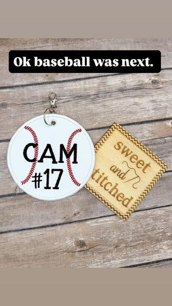 Monogrammed bag tags, baseball bag tags, sports bag tags, personalized bag tags