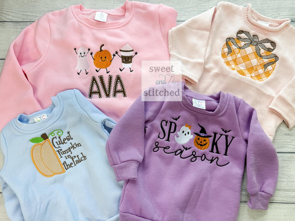 Monogrammed Fall Sweatshirt, Halloween sweatshirt, Thanksgiving sweater, pumpkin patch sweatshirt